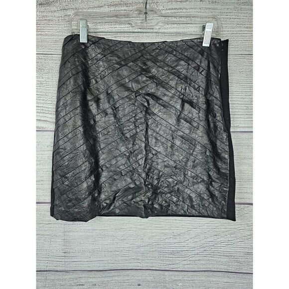 Catherine Malandrino Lamb Leather Front Skirt Black Size 8 - Picture 1 of 3